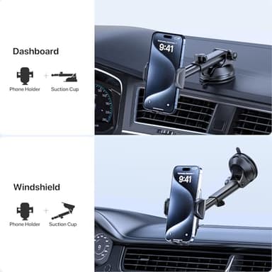 LOTUNY Phone Holders for Your Car, Upgraded Rotatable Base Phone Holder for Car Dashboard Windshield, Universal Cell Phone Holder Automobile Cradle for iPhone Samsung Google and All Smartphones - Image 2
