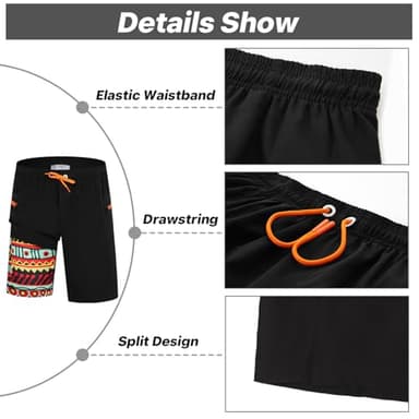 APTRO 2 in 1 Men's Swim Trunks 9" with Zipper Pockets Bathing Suit Built-in Board Shorts Swimwear Long Shorts Multicolor 1X - Image 6