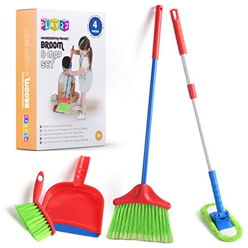 Play22 Kids Cleaning Set 4 Piece - Toy Cleaning Set Includes Broom, Mop, Brush, Dust Pan - Toy Kitchen Toddler Set is A Great Toy Gift for Boys & Girls - Image 1