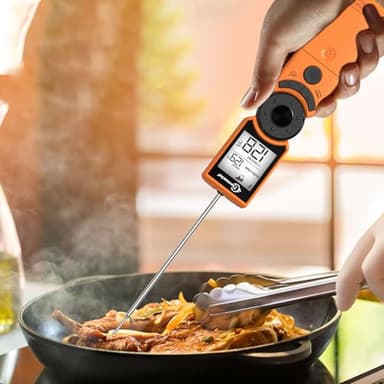 Thermochef Digital Meat Thermometer for Grill, Instant Read Food Thermometers for Cooking with Food Doneness Guide, Calibration and LCD Backlight Screen, High Accuracy ±1% ℉, BBQ Beef Candy Orange - Image 7