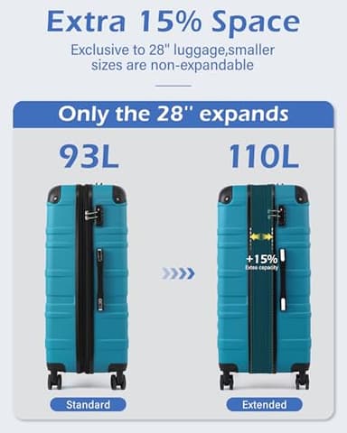 Coolife Luggage Expandable(only 28") Suitcase 3 Piece Set with TSA Lock Spinner 20in24in28in (champagne) - Image 6
