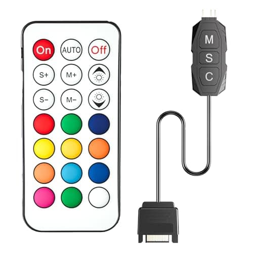 ARGB Controller Kit, GSCOLER RGB PC Fan Controller with 21 Key Remote Control, Multiple Lighting Modes Control for Computer Case Fan, Air Cooler, Liquid Cooler, LED Light Bar (SATA Power) - Image 1