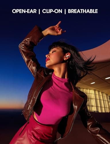 Open Ear Wireless Earbuds, Bluetooth 5.4 Clip on Earbuds with Mic, Open Ear Headphones with Charging Case LED Display, 44H Play, IP54 Waterproof, Lightweight Comfort for Running Sport Workout (White) - Image 3