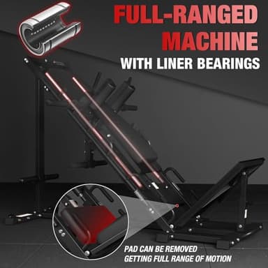 GMWD Leg Press Hack Squat Machine Combo, Leg Press Machine with Linear Bearing, Lower Body with Weight Storage for Quads, Hamstring, Glutes, Home Gym Exercise Equipment - Image 7
