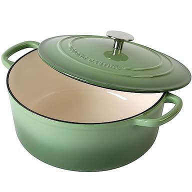 EDGING CASTING Enameled Dutch Ovens Cast Iron Dutch Oven Pot with Lid for Bread Baking, Cook, Dual Handle, 7 Quart, Pistachio Green - Image 6