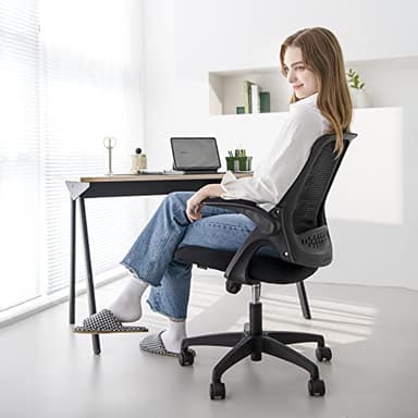 NEO CHAIR Office Desk Computer Gaming Ergonomic Chair with Lumbar Back Support Adjustable Height Swivel Wheels Flip-up Arms Mesh Chair for Home or Office (Black) - Image 8