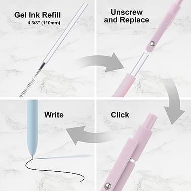 LINFANC Gel Pens, 10 pcs Medium Point 0.7mm, Gradient Color, Black Ink, Retractable Design, Aesthetic Pens for Journaling, School Supplies, Office Supplies - Image 6