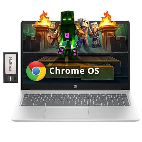 HP 15.6" HD Anti-Glare Chromebook Laptop, Intel Pentium N200, 8GB LPDDR5, 224GB Storage (64GB eMMC+160GB Docking Station Set), Intel UHD Graphics, Num Pad, 720p Camera, Wi-Fi 6, Chrome OS, Silver - Image 1