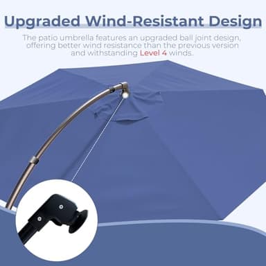 Grand patio 12FT Outdoor Round Offset Umbrella Large Patio Aluminum Cantilever Umbrella with Base & Cover (Navy Blue, 12 FT) - Image 3