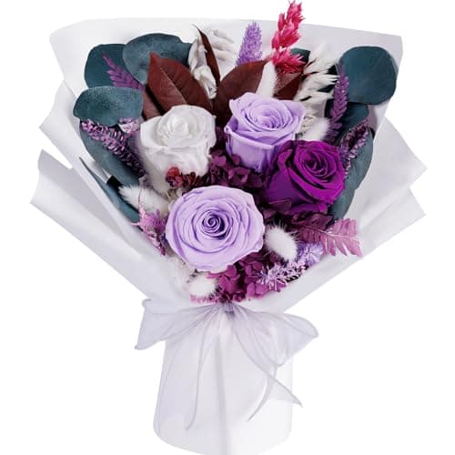 Flowers Gifts for Mom, Flower for Delivery, Preserved Roses Bouquets, Purple Roses, Birthday Gifts for Women, Mothers Day Flowers for Wife - Image 1
