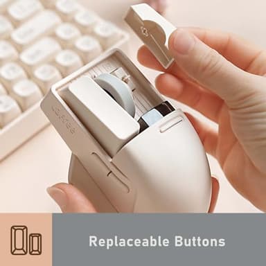 LOFREE Touch PBT Wireless Mouse with USB Receiver, Bluetooth, Wired Connection, Rechargeable, 4000 DPI with OLED Screen Compatible with Glass Surface for Mac Windows PC Notebook/Block Retro Grey - Image 4