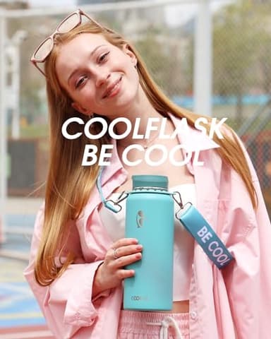 Coolflask Water Bottle 40 oz with Strap, Insulated Metal Water Flask with Straw & Spout Lids, Stainless Steel Double Wall Vacuum, Keep Cold 48h Hot 24h, Leak Proof & Non-BPA, Agate Green - Image 7