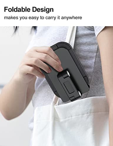 OCYCLONE Phone Stand, Adjustable Height and Angle Foldable Cell Phone Stand Holder for Desk, Taller iPhone Stand Compatible with 4.7"-13" Smartphones iPad Tablet, Black - Image 7