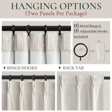 Neutral 10 ft Blackout Curtains 120 Inches Long,Linen Elegant Villa Cottage Floor Length Tall Window Curtains for Sliding Door 2 Panels Privacy Room Divider Drapes for Living Room (Pinch Pleated) - Image 4