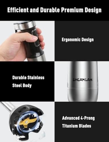 1000W Powerful Immersion Blender handheld, 2025 New Update Hand Blender with 25-Speed, Scratch-Resistant Corded Hand Mixer with Heavy-Duty Copper Brushless Motor and Gift Box - Image 7