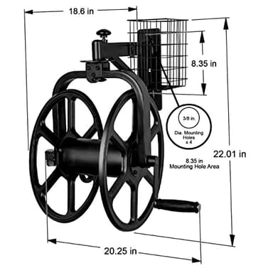 Liberty Garden 712-B Single Arm Navigator Multi-Directional Garden Hose Reel, Holds 125-Feet of, 5/8-Inch, Black - Image 7
