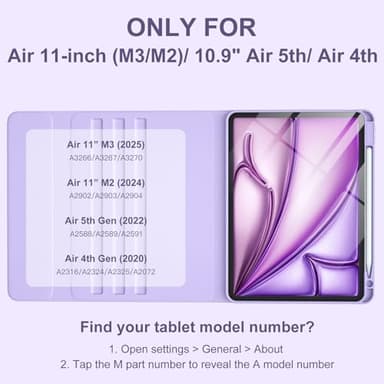 Harvopu Keyboard Case Compatible with iPad Air 11-inch/Air 5th 4th Generation Case with Keyboard-Backlit Detachable, Folio Cover with Pencil Holder for Air 11" M3/M2 (2025/2024), Air 5/Air 4 (Purple) - Image 2