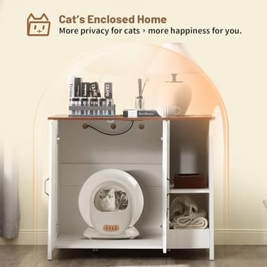 FOREST GRAVITY Cat Litter Robot Enclosure,for Placing Litter Robot 3/4,Power Outlet and Dog-Proof Shelf for Litter Robot Cabinet,Litter Collector for Automatic Litter Box Enclosure,Antique White - Image 11