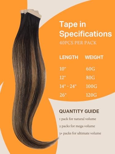 DOORES Tape in Human Hair Extensions, Balayage Dark Brown to Chestnut Brown100g 40pcs 22 Inch, Hair Extensions Tape in Straight Skin Weft Remy Hair Extensions - Image 4