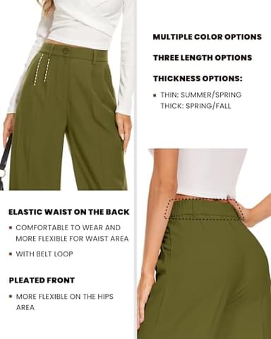 FUNYYZO Women's Wide Leg Pants High Elastic Waisted in The Back Business Work Trousers Long Straight Suit Pants - Image 3