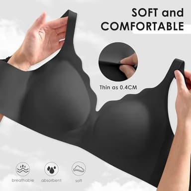 Seamless Wireless Bra for Women with Support - No Underwire Full Coverage Push Up Comfort Bras - Smoothing Fashion Clothing for Womens Girlfriend Gift - Christmas Birthday Gifts for Women(Black,L) - Image 2