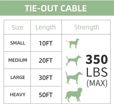 Dudiun 70ft Tie Out Cable for Dogs Up to 350LBS,Reflective Dog Yard Leash Cable with No Tangle Handle,Heavy Duty for Yard- and Camping No Tangle Rust Proof Training - Image 6