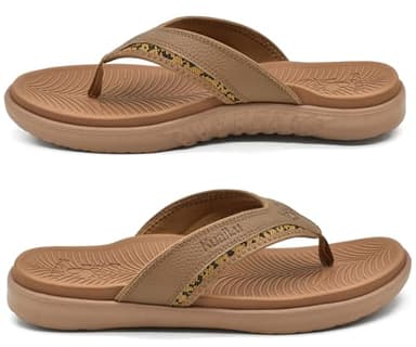 KuaiLu Mens Leather Sport Flip Flops Comfort Orthotic Thong Sandals with Plantar Fasciitis Arch Support for Outdoor Summer - Image 8