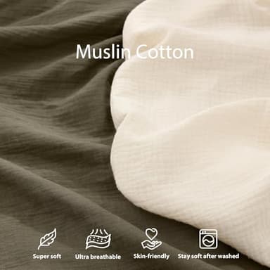guruixu Muslin Baby Lounger Cover 2 Pack, 100% Cotton Infant Lounger Cover, Soft & Breathable Replacement Slipcover, Compatible with Snuggle Me Newborn Lounger (Dark Olive,Cream) - Image 2