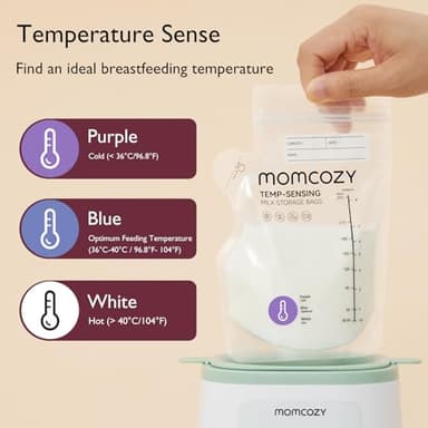 Momcozy Easy Pour Breastmilk Storage Bag, 8Oz, Temp-Sensing Color Change, 200 Count Milk Bag with Self Standing for Breastfeeding, No Leak Presterilized for Freezer, Recyclable & BPA Free - Image 2