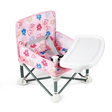 PandaEar Portable Baby Seat Travel| Compact Fold with Straps for Indoor/Outdoor Use| Great for Camping, Beach, Lawn |Toddlers, Kids, Boys, Girls (with Placemat, Pink) - Image 8