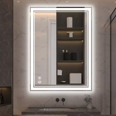 24“ x 32” LED Mirror for Bathroom LED Bathroom Mirror Anti-Fog Dimmable 3 Colors Bathroom Mirror with Lights Smart Mirror Memory Wall Mounted Front and Backlit Horizontal/Vertical - Image 1