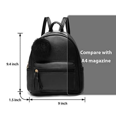 IHAYNER Mini Backpack Purse for Girls Teens Women Purses PU Leather Pom Backpack Shoulder Bag with Charm Tassel - Image 3