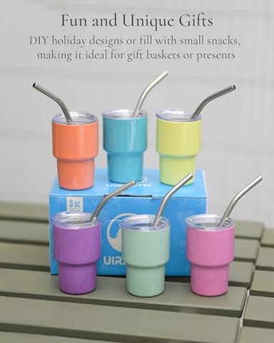 UIRZOTN 3oz Mini Tumbler Shot Glass with Straw and Lid, 12 Pack Stainless Steel Sublimation Shot Glasses for Wedding Party Whiskey Cocktail Bar with Straw and Lid - Image 3