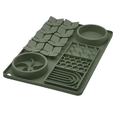 Evenco Slow Feeder Bowl, Silicone Lick Mat with Suction Cups for Dog Cat, Snuffle Mat for Pet Smell Training, Puzzle Toys for Bored Puppy, Interactive Sniff Mat for Slow Eating & Keep Busy, Dark Green - Image 1