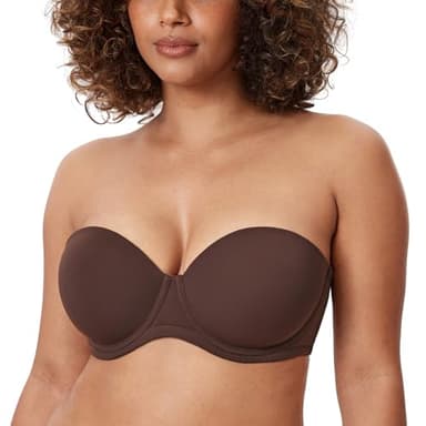 DELIMIRA Women's Underwire Contour Multiway Full Coverage Strapless Bra Plus Size Hazelnut 38C - Image 1