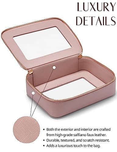 Popvibe Clear Makeup Case Set Pink Toiletry Bag Travel Large Clear Cosmetic Bag with Zipper, Big Make Up Bag Organizer Women Traveling TSA Approved Transparent Bag Car for Essentials - Image 6