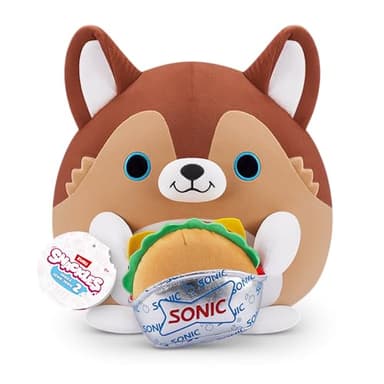 Snackles Series 2 Puppy & Sonic Burger 8 Inch Plush by ZURU, Ultra Soft Plush, Collectible Plush with Real Licensed Brands, Stuffed Animal, Giftable - Image 1