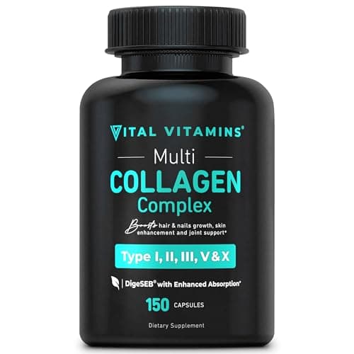 Vital Vitamins Multi Collagen for Women & Men - Type I, II, III, V, X - Grass Fed, Non-GMO - 150 Capsules - Image 1