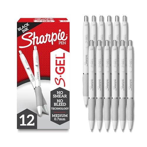 Sharpie S-Gel Gel Pens, Pearl White Body, Black Ink, Medium Point (0.7mm), 12 Count - For Journaling, Writing, Note-Taking, School, Office Supplies - Image 1