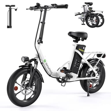 isinwheel U4 16" Folding Electric Bike for Adults, 750W Peak Motor with Max 55Miles PAS Range & 19MPH EBike, 374.4Wh Battery Electric Bicycles Step-Thru Commuter E Bikes for Adults and Teens - Image 1