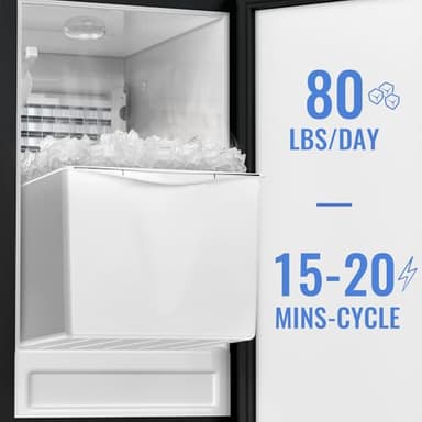 IECIVC Commercial Under Counter Ice Maker Machine, 80 LBS/Day with 25 LBS Storage Bin, 15'' W Built-in & Freestanding Ice Maker, Auto-Cleaning, Ideal for Commercial Home Bar - Image 3