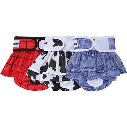 Avont 3 Pack Washable Female Dog Diapers, Reusable Period Diapers Cover for Girl Doggies Heat Cycle, Incontinence -Red/Blue/White(XL) - Image 1