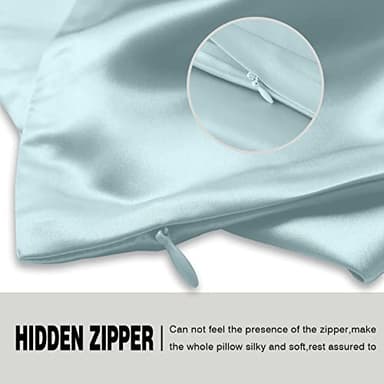 Mulberry Silk Pillowcase for Hair and Skin Standard Size 20"X 26" with Hidden Zipper Soft Breathable Smooth Cooling Pillow Covers for Sleeping(Haze Blue,1Pcs) - Image 4