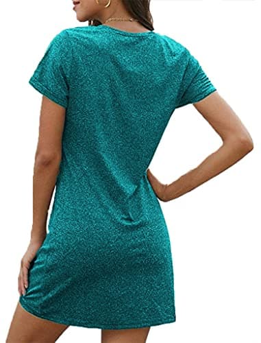 Locryz Summer Dresses for Women Knot Casual Beach Cover Ups Sundress M Turquoise - Image 2