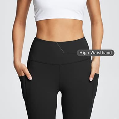 baleaf Workout Leggings for Women Tummy Control with Pockets High Waisted Athletic 7/8 Ultra Soft Gym Yoga Petite Ankle Pants Black S - Image 4