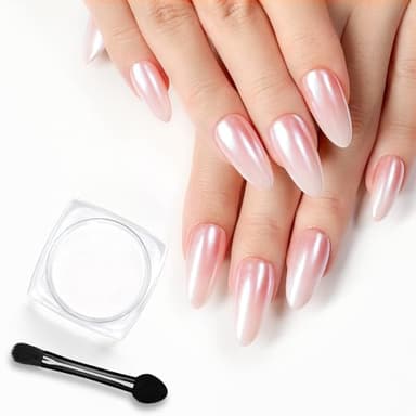 Beetles White Chrome Nail Powder for Gel Nails Pearl Cromer Nail Powder Mirror Effect Nails Gel Polish Glitter Manicure Holographic Pigment Nails Art Design Gifts for Women - Image 1