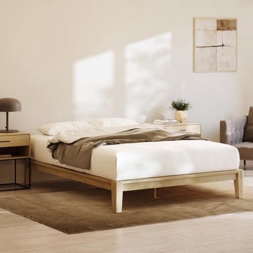 Nectar Bamboo Platform Bed Frame - Full - Natural - Floating Center Support Legs - 12” Height - Easy Tool Free Set Up - Contemporary and Durable - Sturdy Wooden Support Slats - Holds Up to 800 Pounds - Image 1