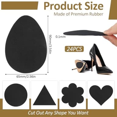PEASUG 24PcsThick Anti Slip Shoe Grips on Bottom of Shoes, Self Adhesive Non Slip Shoe Pads Stickers, 1mm Rubber High Heels Non-Skid Shoes Gummi Sole Protector, Black - Image 2