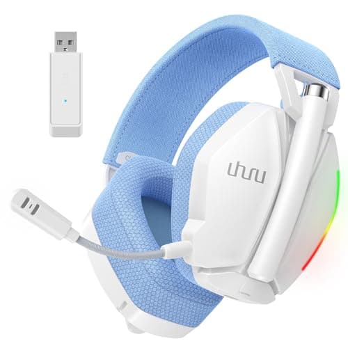 UHURU Wireless Gaming Headset for PC PS4 PS5: 2.4GHz Gaming Headphones with Microphone - Stereo Sound - 32Hr Battery - Cool RGB - Image 1
