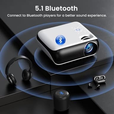 HAPPRUN Native 1080P Bluetooth Projector, Full HD Portable Outdoor Movie Projector with Built-in Speaker, Compatible with Smartphone, HDMI, USB, AV, Fire Stick, PS5 for Home, Bedroom, Outdoor Use - Image 4